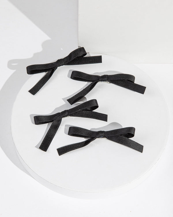 Colette by Colette Hayman Black 4Pack Thin Bow Hair Slides