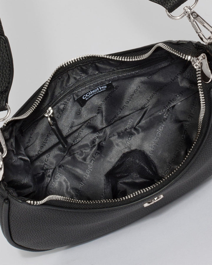 Colette by Colette Hayman Black And Silver Flavia Webbing Crossbody Bag