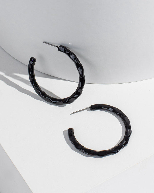 Colette by Colette Hayman Black Covered Hoop Earrings