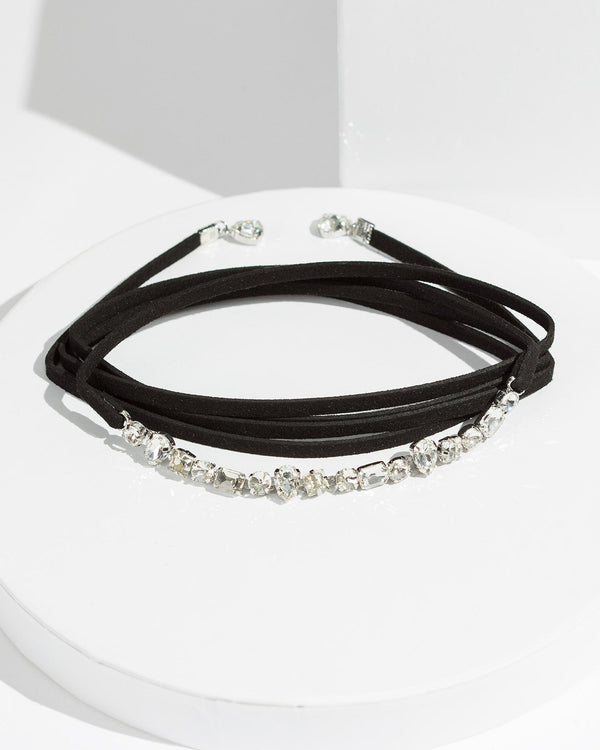 Colette by Colette Hayman Black Crystal Tie Around Necklace