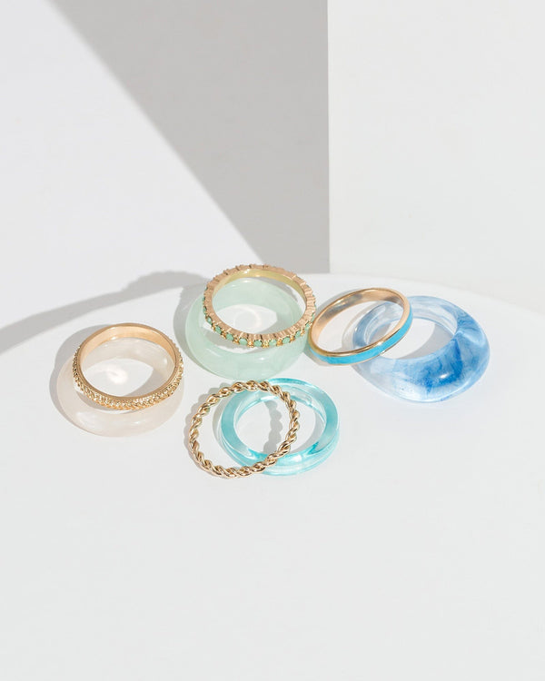 Colette by Colette Hayman Blue Acrylic Ring Pack