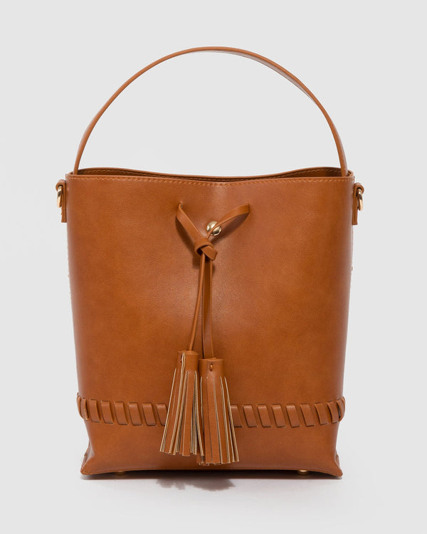Colette by Colette Hayman Brown Arielle Tassel Bucket Bag