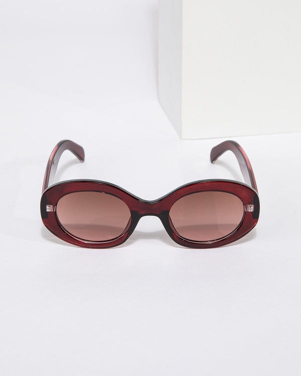Colette by Colette Hayman Burgundy Oval Shaped Sunglasses