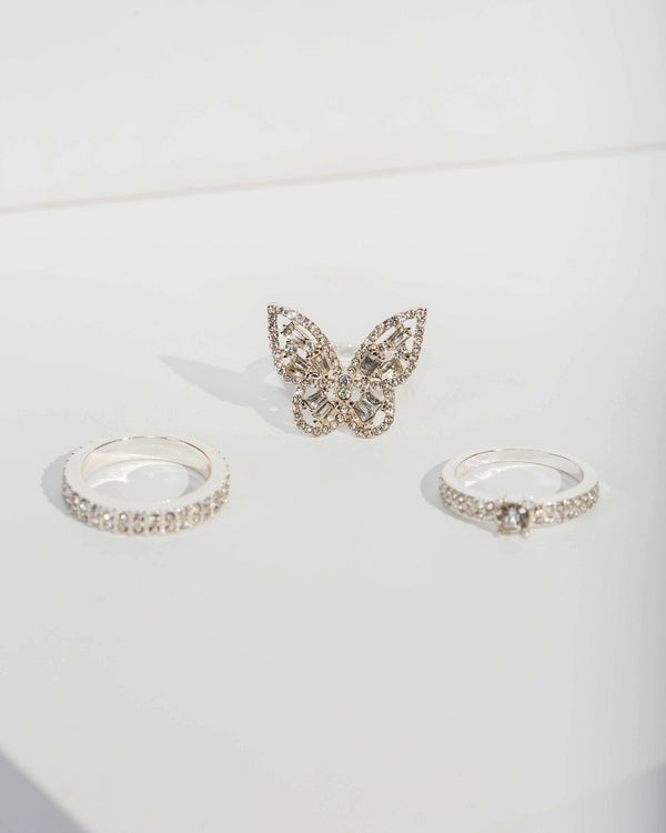 Colette by Colette Hayman Crystal Butterfly Ring Pack
