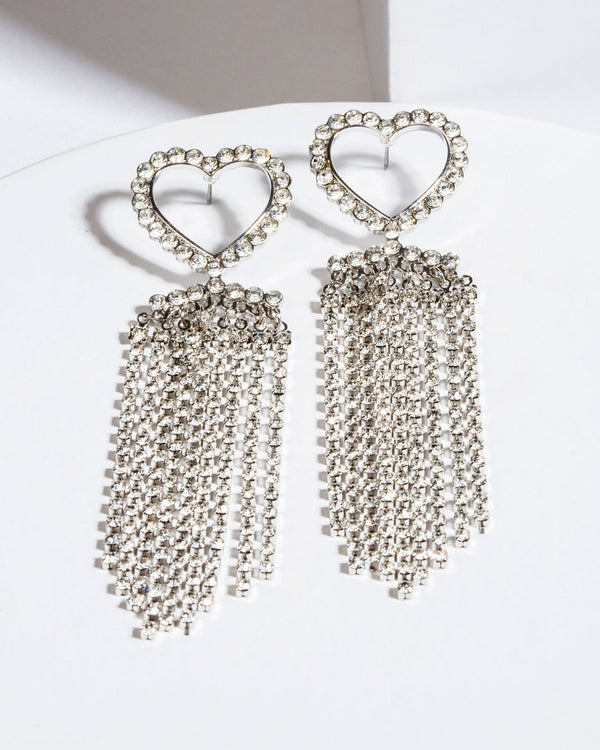 Colette by Colette Hayman Crystal Heart Tassel Drop Earrings