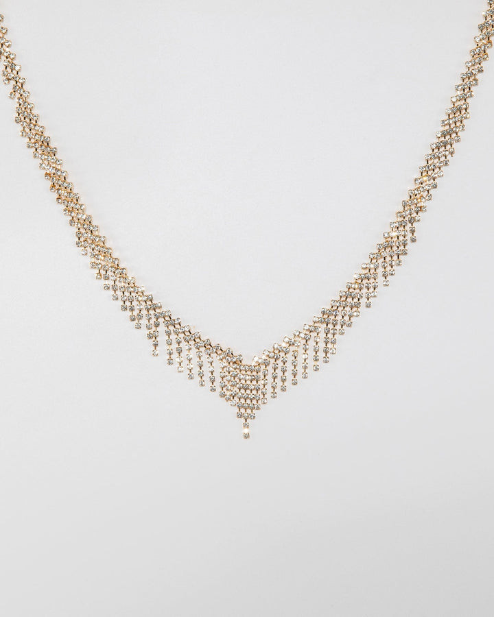 Colette by Colette Hayman Crystal Teardrop Chain Tassel Statement Necklace