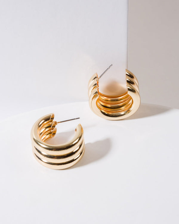 Colette by Colette Hayman Gold Chunky Multi Hoop Earrings