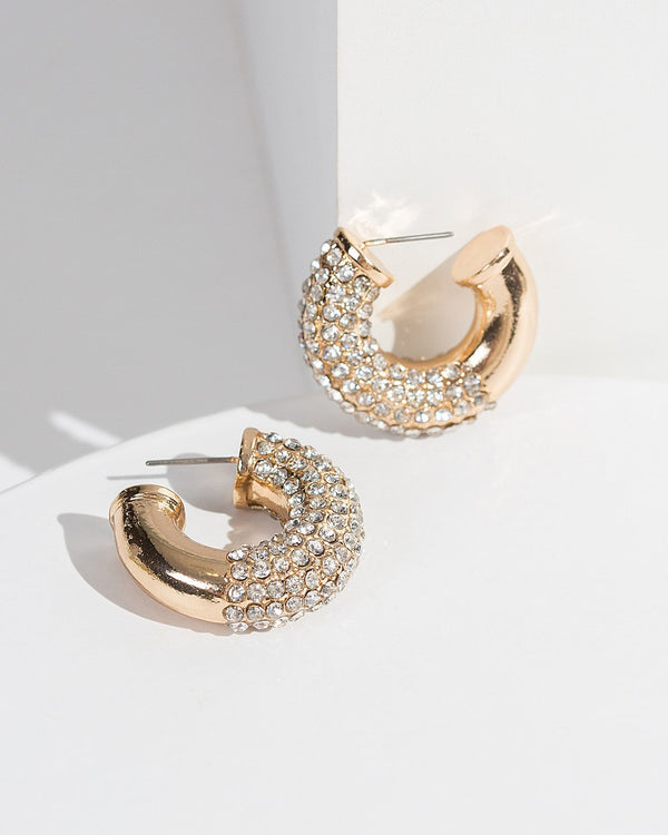Colette by Colette Hayman Gold Chunky Pave Hoop Earrings