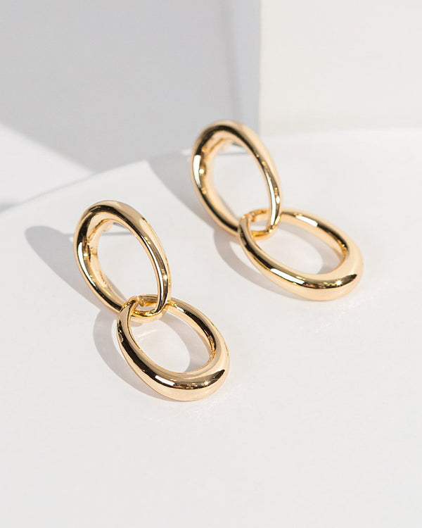 Colette by Colette Hayman Gold Double Oval Chain Drop Earrings