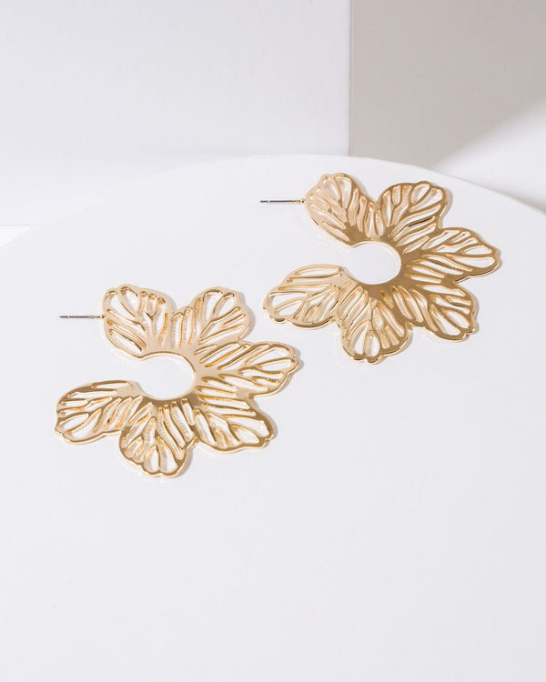 Colette by Colette Hayman Gold Flat Flower Statement Earrings