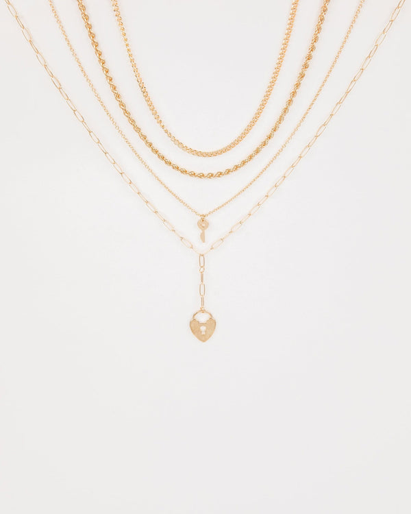 Colette by Colette Hayman Gold Heart Padlock Necklace Pack