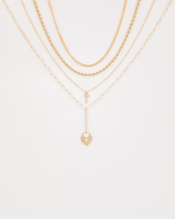 Colette by Colette Hayman Gold Heart Padlock Necklace Pack