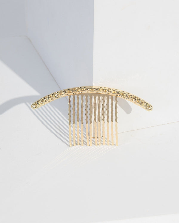 Colette by Colette Hayman Gold Metal Indented Look Hair Comb