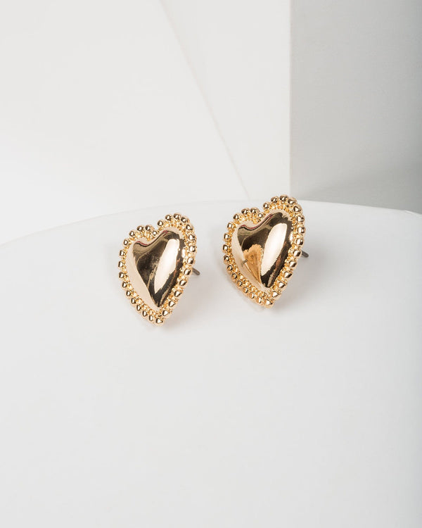 Colette by Colette Hayman Gold Metal Love Heart Stud Earrings