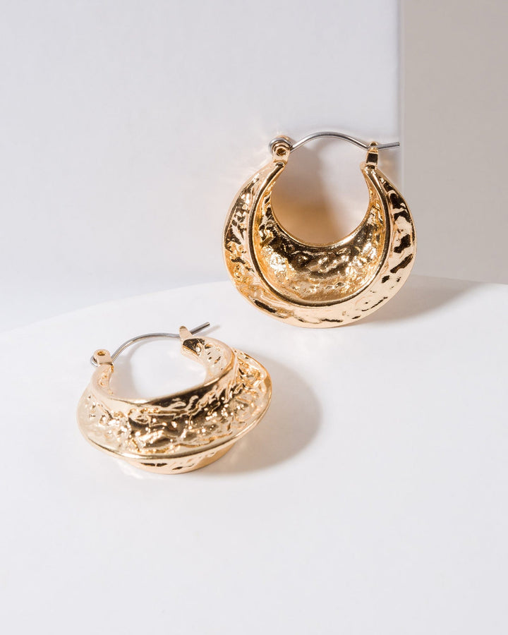 Colette by Colette Hayman Gold Textured Crescent Hoop Earrings