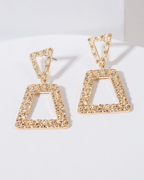 Colette by Colette Hayman Gold Textured Triangle Postdrop Earrings