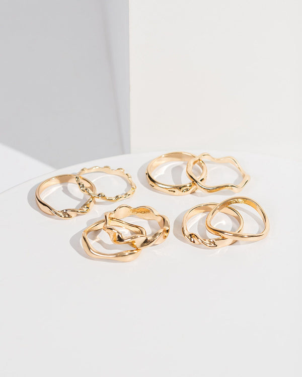 Colette by Colette Hayman Gold Wavy Multi Ring Pack