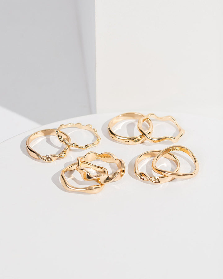 Colette by Colette Hayman Gold Wavy Multi Ring Pack
