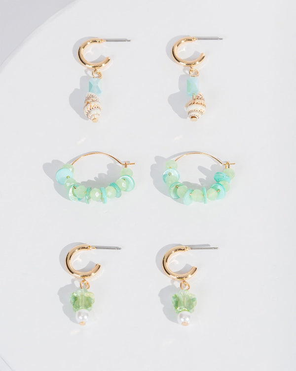 Colette by Colette Hayman Green Mini Hoop Earring Pack