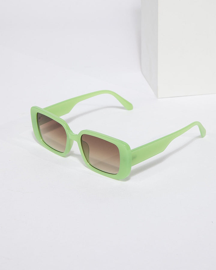 Colette by Colette Hayman Green Rectangle Thin Framed Sunglasses