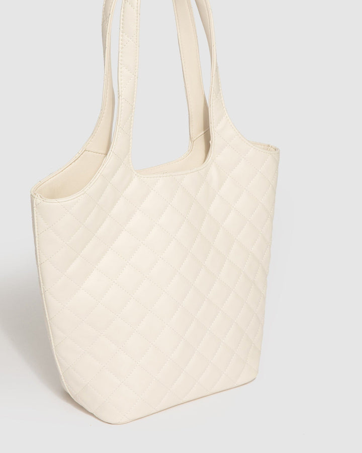 Colette by Colette Hayman Ivory Kiara Quilted Tote Bag