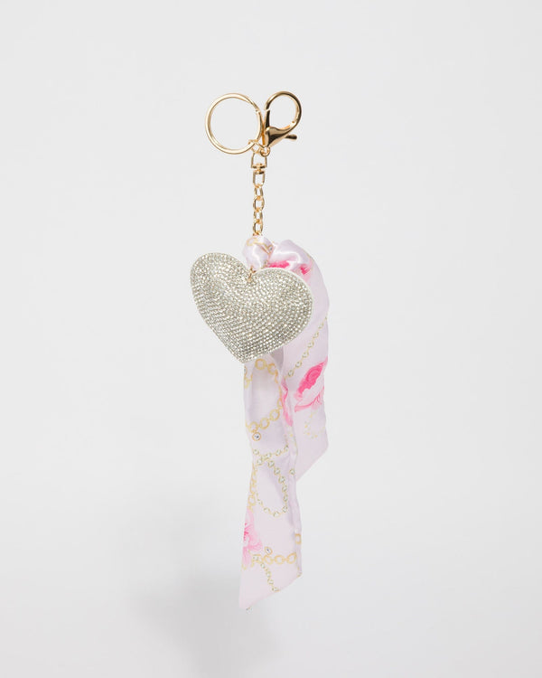 Colette by Colette Hayman Multi Crystal Heart Printed Scarf Keyring