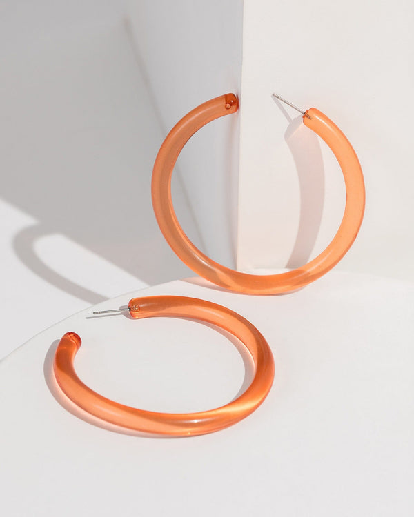 Colette by Colette Hayman Orange Oversized Acrylic Hoop Earrings