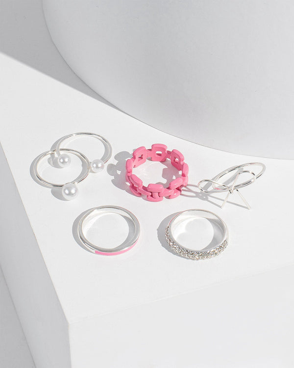 Colette by Colette Hayman Pink Bow Pearl Ring Pack