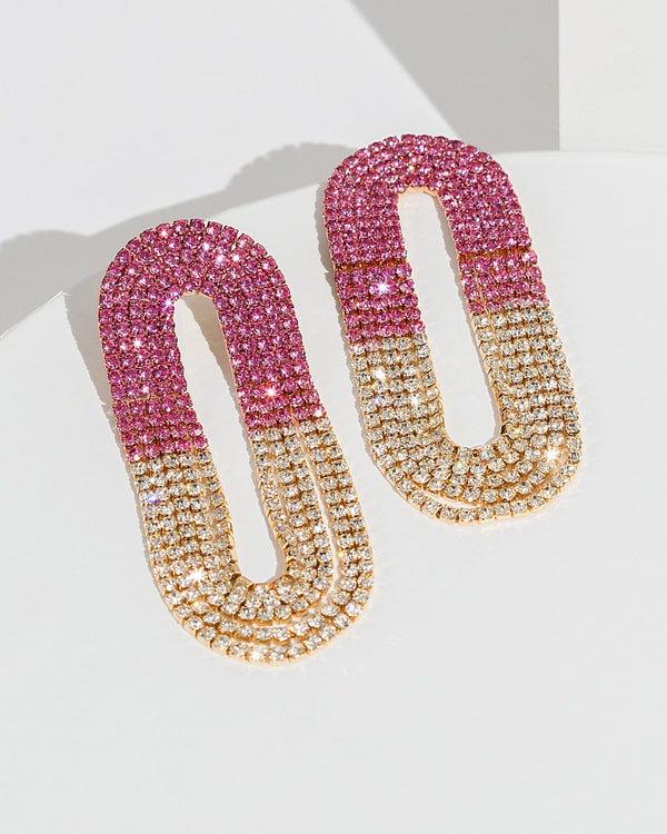 Colette by Colette Hayman Pink Chain Contrast Earrings