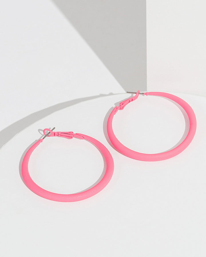 Colette by Colette Hayman Pink Matte Coated Hoop Earrings