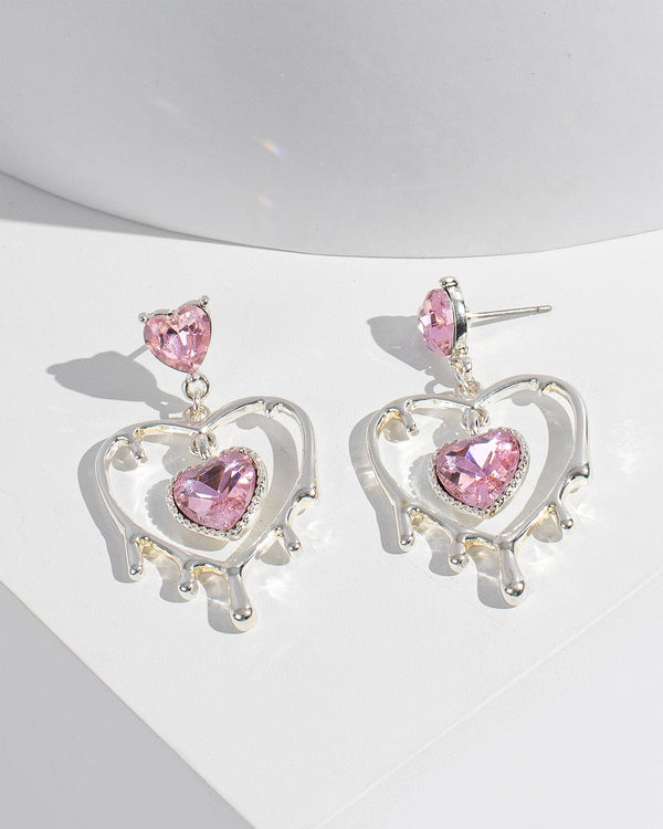 Colette by Colette Hayman Pink Melting Heart Statement Earrings