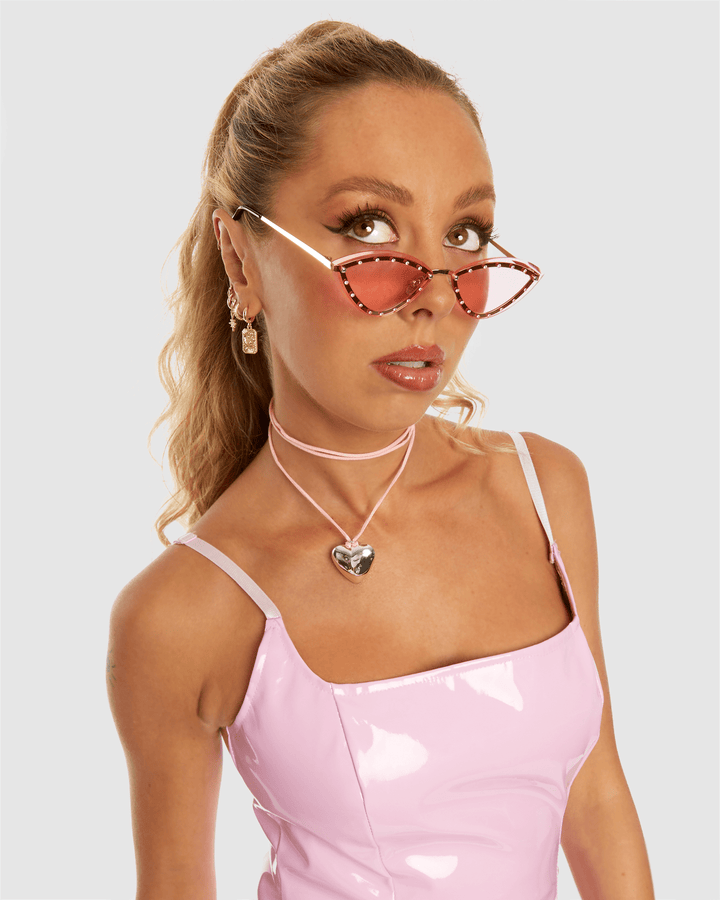 Colette by Colette Hayman Pink Pointed Embellished Sunglasses