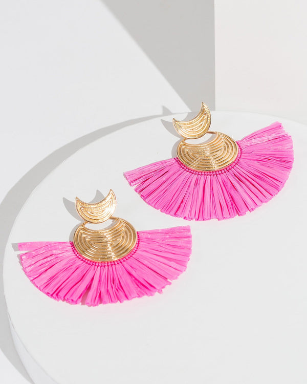 Colette by Colette Hayman Pink Raffia Earrings
