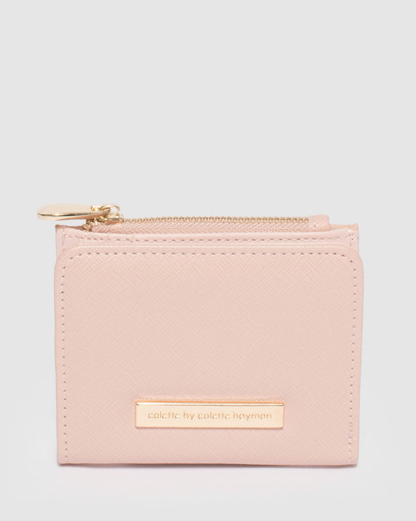 Colette by Colette Hayman Pink Saffiano Han Mini Wallet With Gold Hardware