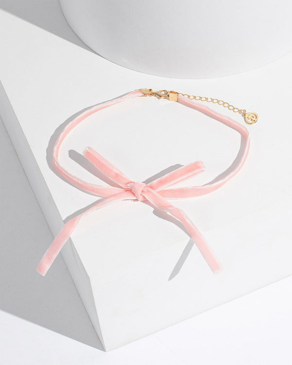 Colette by Colette Hayman Pink Velvet Bow Choker Necklace