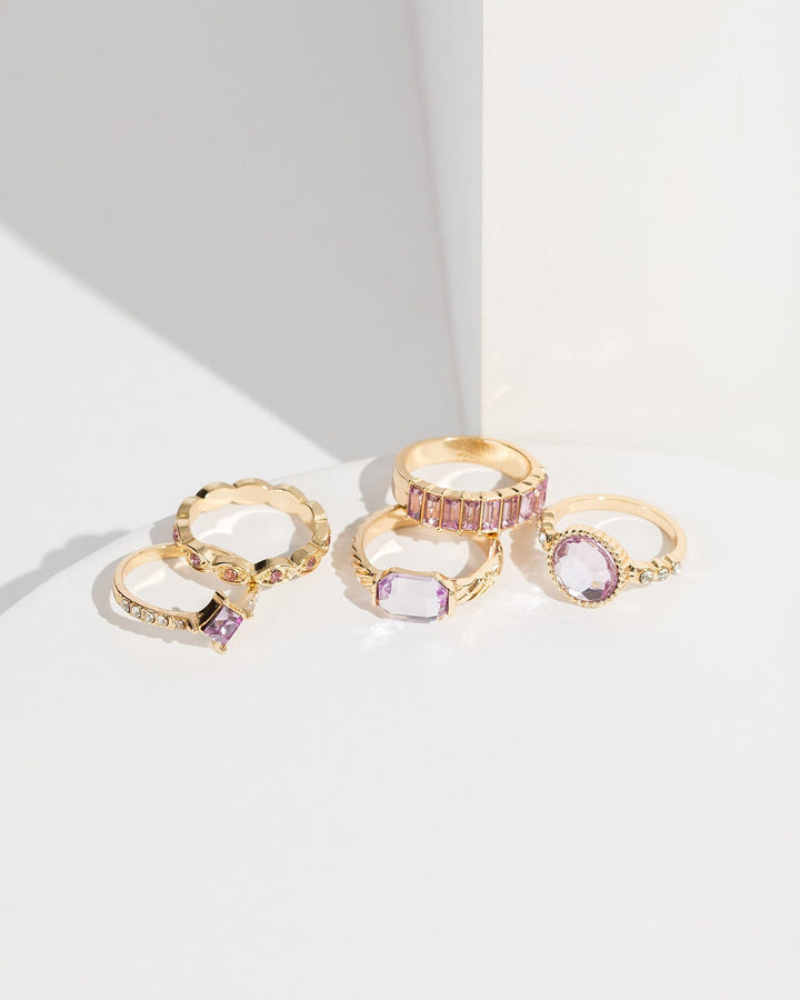 Colette by Colette Hayman Purple Crystal Band Ring Pack