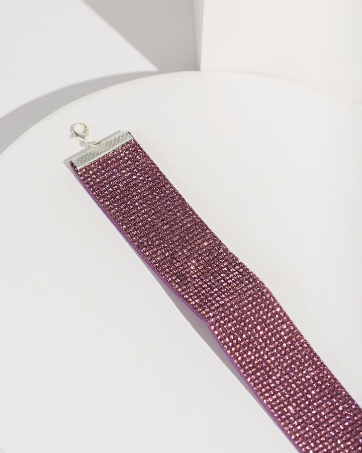 Colette by Colette Hayman Purple Crystal Material Choker Necklace