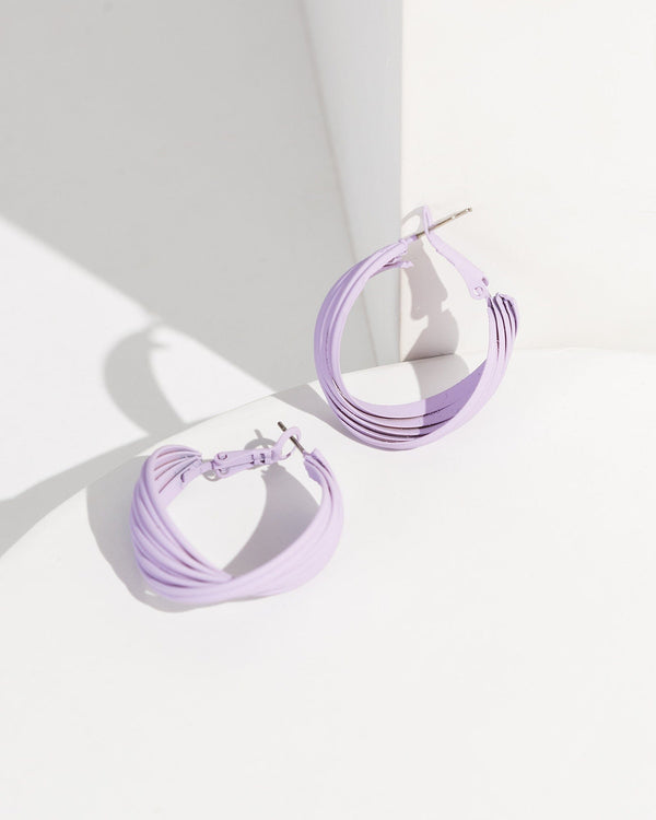Colette by Colette Hayman Purple Painted Crossover Hoop Earrings