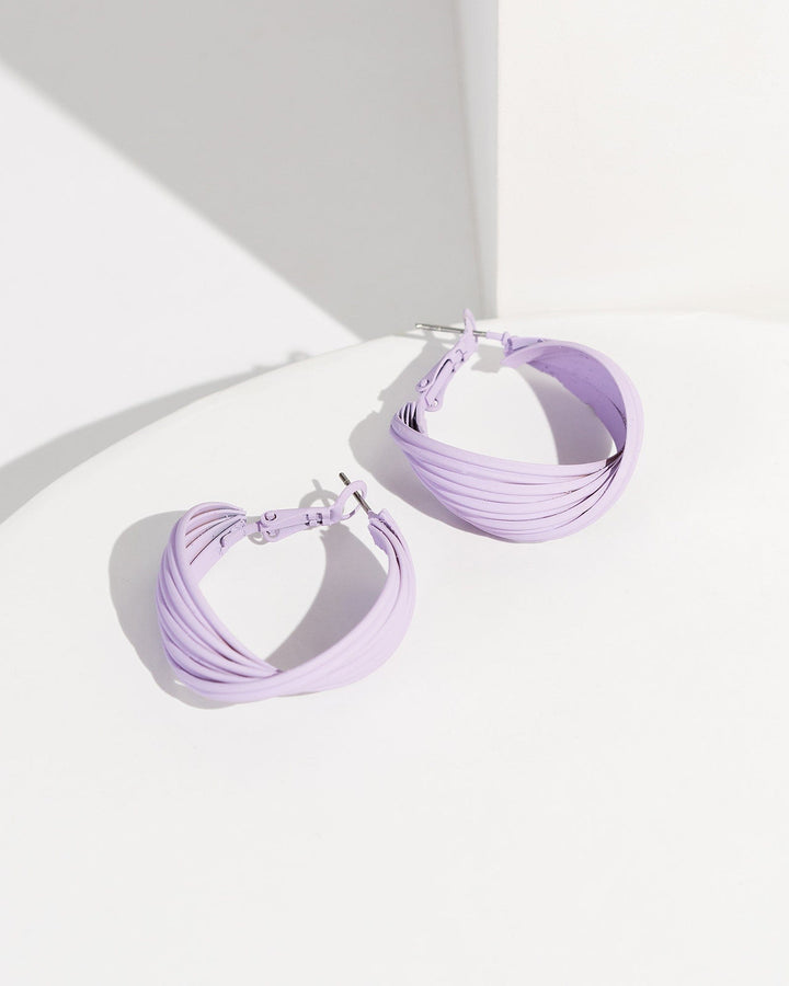 Colette by Colette Hayman Purple Painted Crossover Hoop Earrings