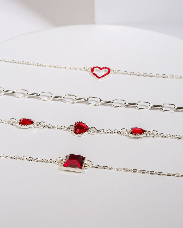 Colette by Colette Hayman Red Crystal Heart Bracelet Pack