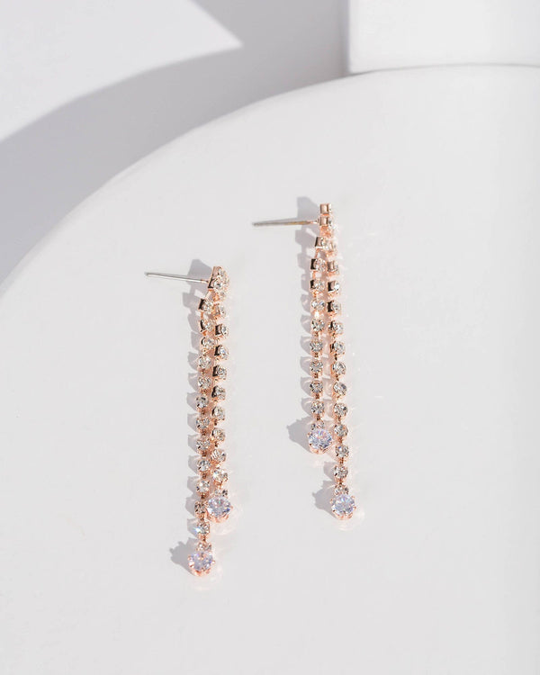 Colette by Colette Hayman Rose Gold Crystal Post Drop Earrings