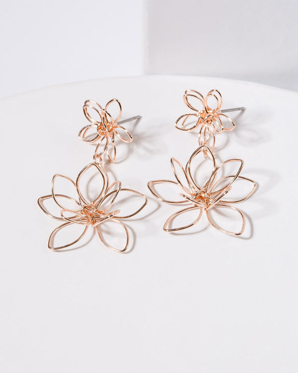 Colette by Colette Hayman Rose Gold Dangle Flower Drop Stud Earrings