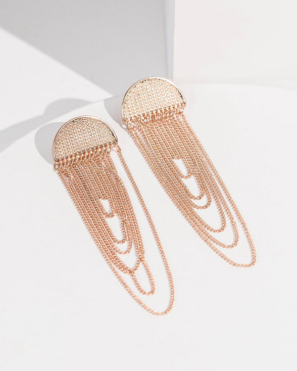 Colette by Colette Hayman Rose Gold Draping Chain Stud Earrings