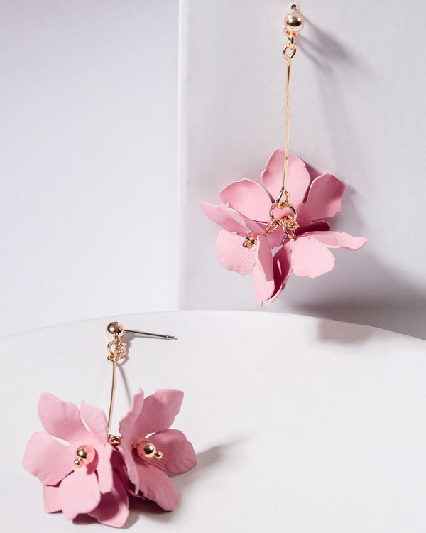 Colette by Colette Hayman Rose Gold Multi Flower Post Drop Earrings