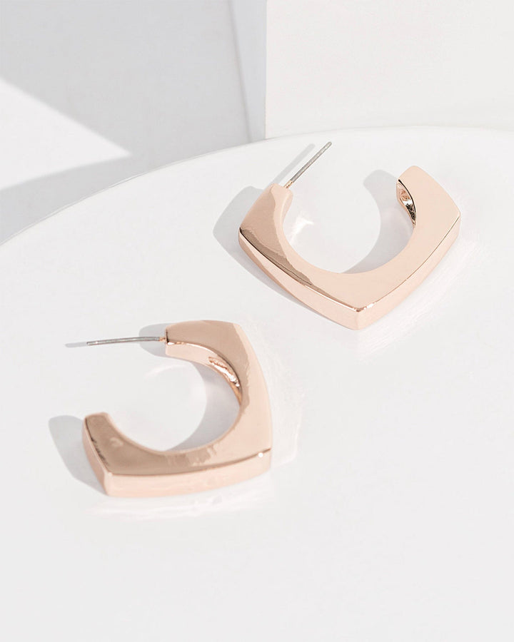 Colette by Colette Hayman Rose Gold Rounded Square Chunky Hoop Earrings