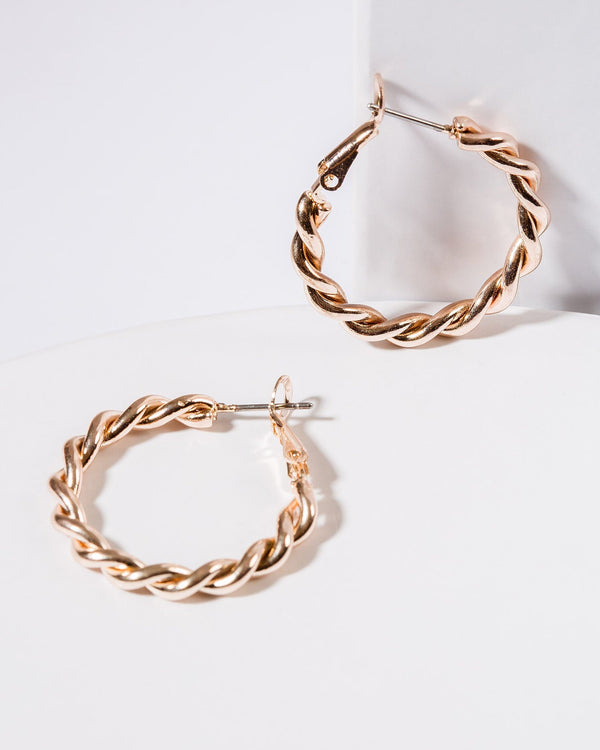 Colette by Colette Hayman Rose Gold Twisted Hoop Earrings