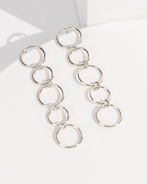 Colette by Colette Hayman Silver Circles Chain Drop Earrings