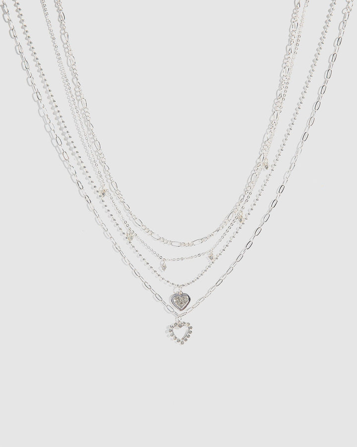 Colette by Colette Hayman Silver Crystal Heart Layered Necklace