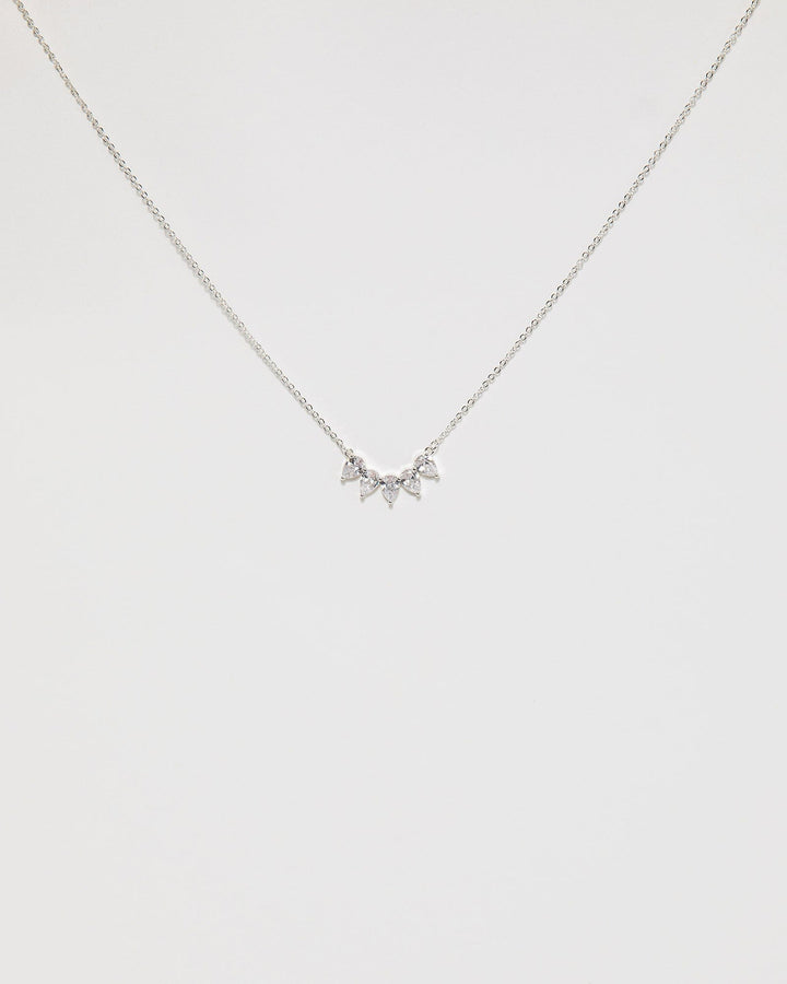 Colette by Colette Hayman Silver Cubic Zirconia Crystal Teardrops Necklace
