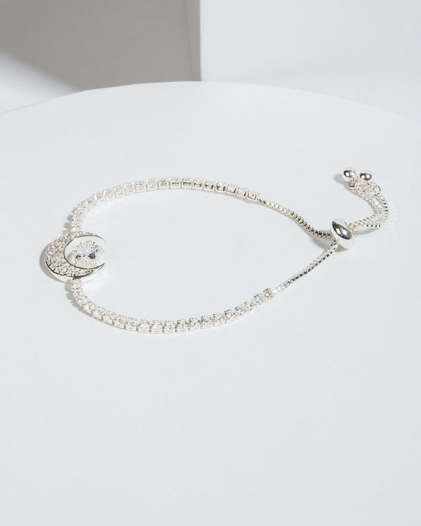 Colette by Colette Hayman Silver Cubic Zirconia Moon & Star Bracelet